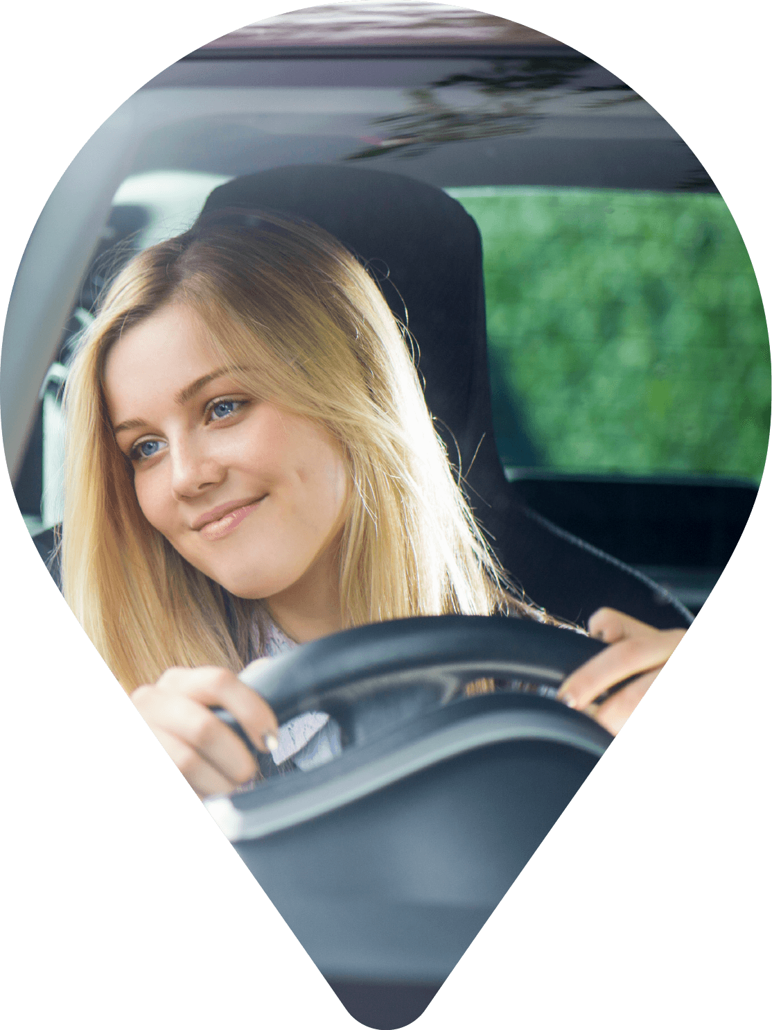 Female driver in map pin shape